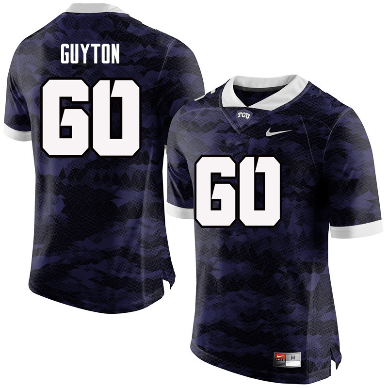 Men #60 Nate Guyton TCU Horned Frogs College Football Jerseys-Purple - Click Image to Close